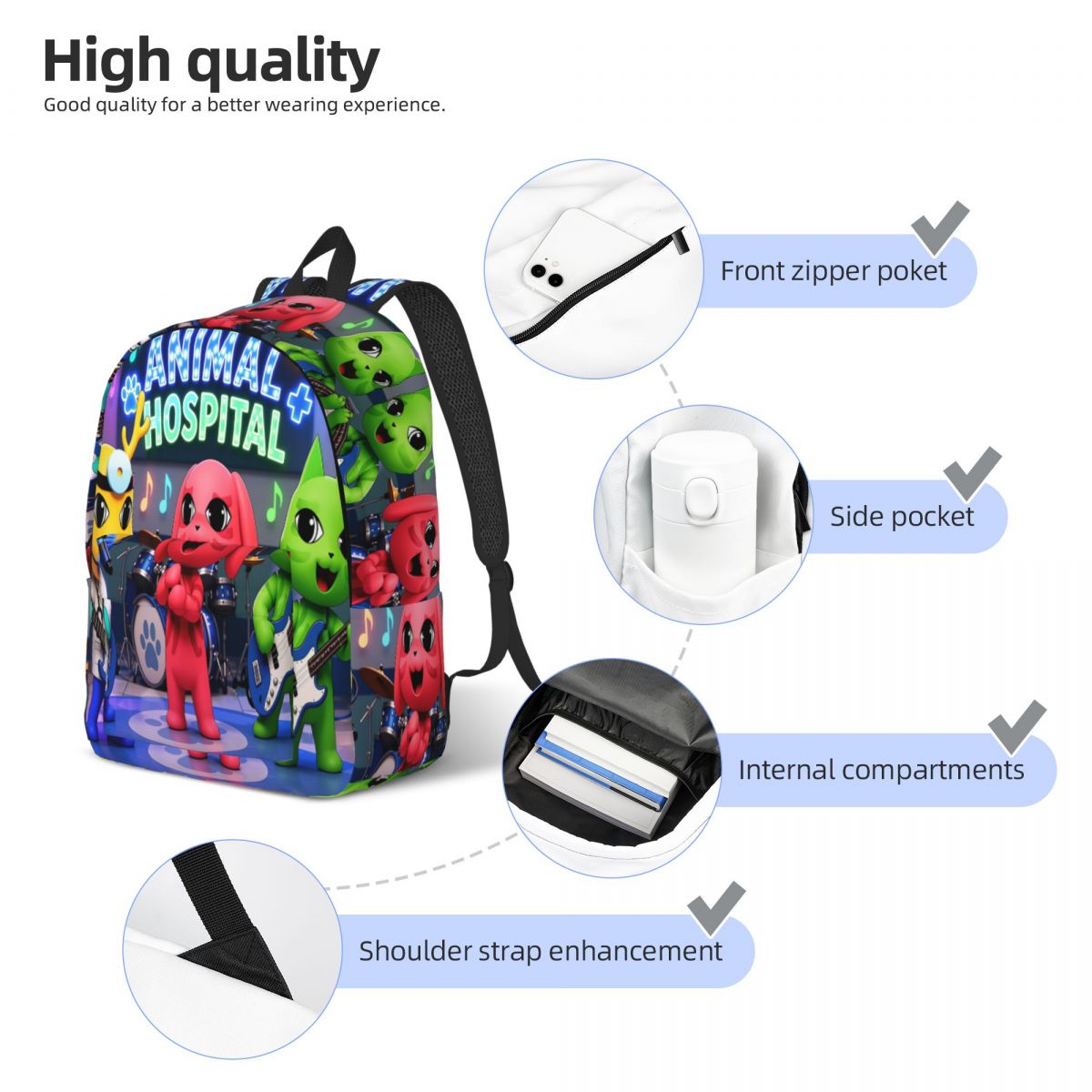 Kawaii Cartoon Animals Hospita - огляд і ціна School Backpack Teen
