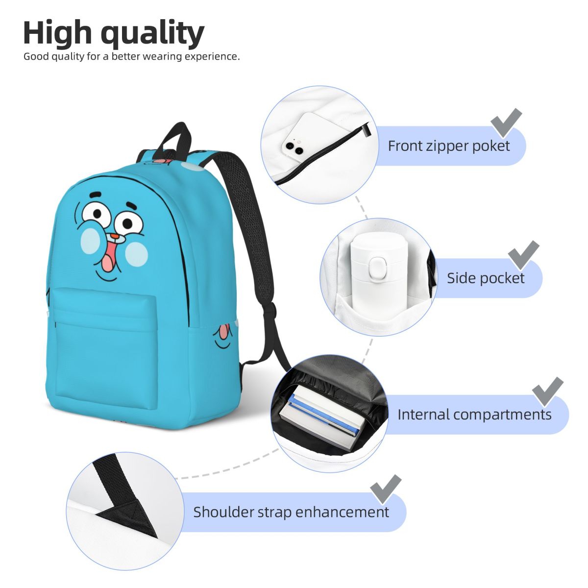 Gum Ball Face Backpack Middle  - огляд і ціна School Backpack Teen